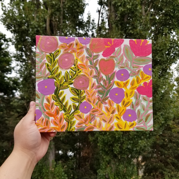 🆕️Flower Wall Art Colorful Art Flower Fantasy Garden Acrylic Painting